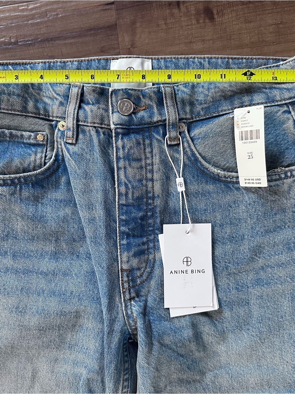 ❤️ NWT Anine Bing Hugh Mid-Rise Wide leg sz:25 💯 cotton rigid - Picture 6 of 11